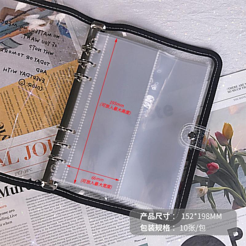 Horký! Korejský Ins Transparentní 6-dírkový zip Pořadač pohlednic Lomo Album na pohlednice Držák na pohlednice
