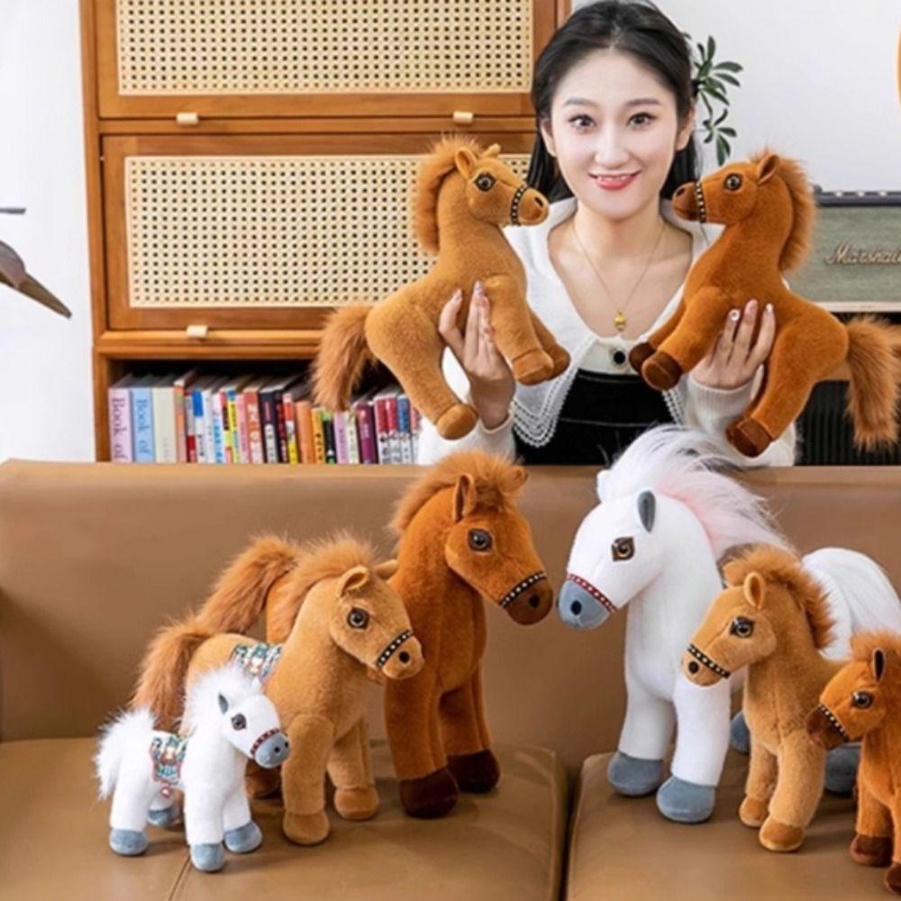 Simulation Standing Foal Plush Doll Saddle Cartoon Horse Stuffed Toy Pony Plush Toys Children