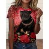 Sheep Dog Cat T-Shirts Animal Pattern 3D Print Women O-Neck Short Sleeves T Shirt Street Y2k Harajuku Tees Tops Female Clothing