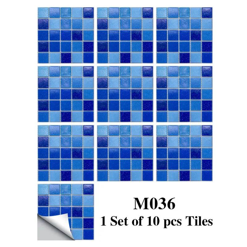 New 10Pcs Mosaic Tile Stickers Crystal Self-adhesive Kitchen Wall Stickers Living Room Bathroom Decoration PVC
