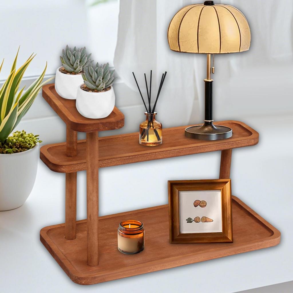 Wooden Desktop Organizer Cosmetic Organizer Space Saving Practical Rustic
