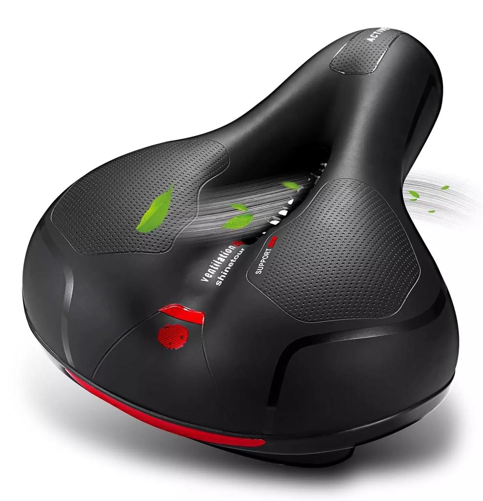 Hollow Breathable Bicycle Saddle with Taillight Mountain Cushion Bicycle Big Butt Widened Soft Saddle Comfortable Seat