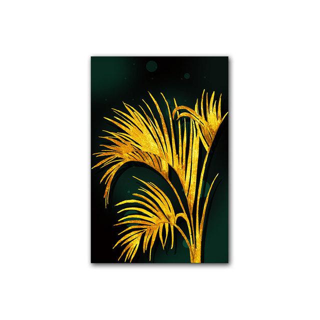 

Роскошные постеры с золотым листом и принты, картина на холсте, абстрактная настенная художественная картина для гостиной, современный домашний декор, тропическое растение 30x40cm