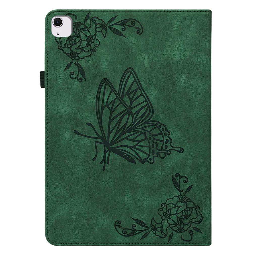 For iPad Air 11 (2025)/(2024) Case Imprinted Butterfly Flower PU Leather Flip Card Slots Tablet Cover