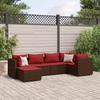 VidaXL Garden Lounge Set 6 Pcs with Cushions Brown Wicker, Outdoor Sofa Set, Garden Corner Sofa, 3308213
