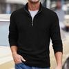 Ny herr-fleece-tröja med ståkrage, halv dragkedja, enfärgad, långärmad toppjacka