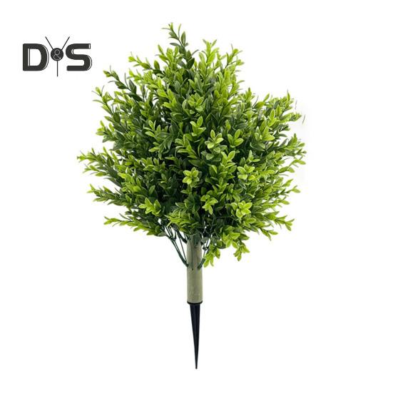 Artificial Boxwood Topiary Ball Tree with Ground Stake UV Resistant Weather-proof Faux Greenery Violet Shrubs Outdoor Garden Porch Patio Fake Boxwood