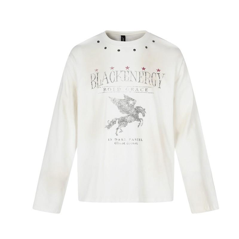 Mens Long Sleeve Cotton Tee Water