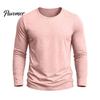 Einfaches Mode Unterhemd Herren Langarm T-Shirt, Baumwolle Leinen Rundhals Hemd, Einfarbige Bequeme Haus Loungewear Farbe Atmungsaktive Basisschicht