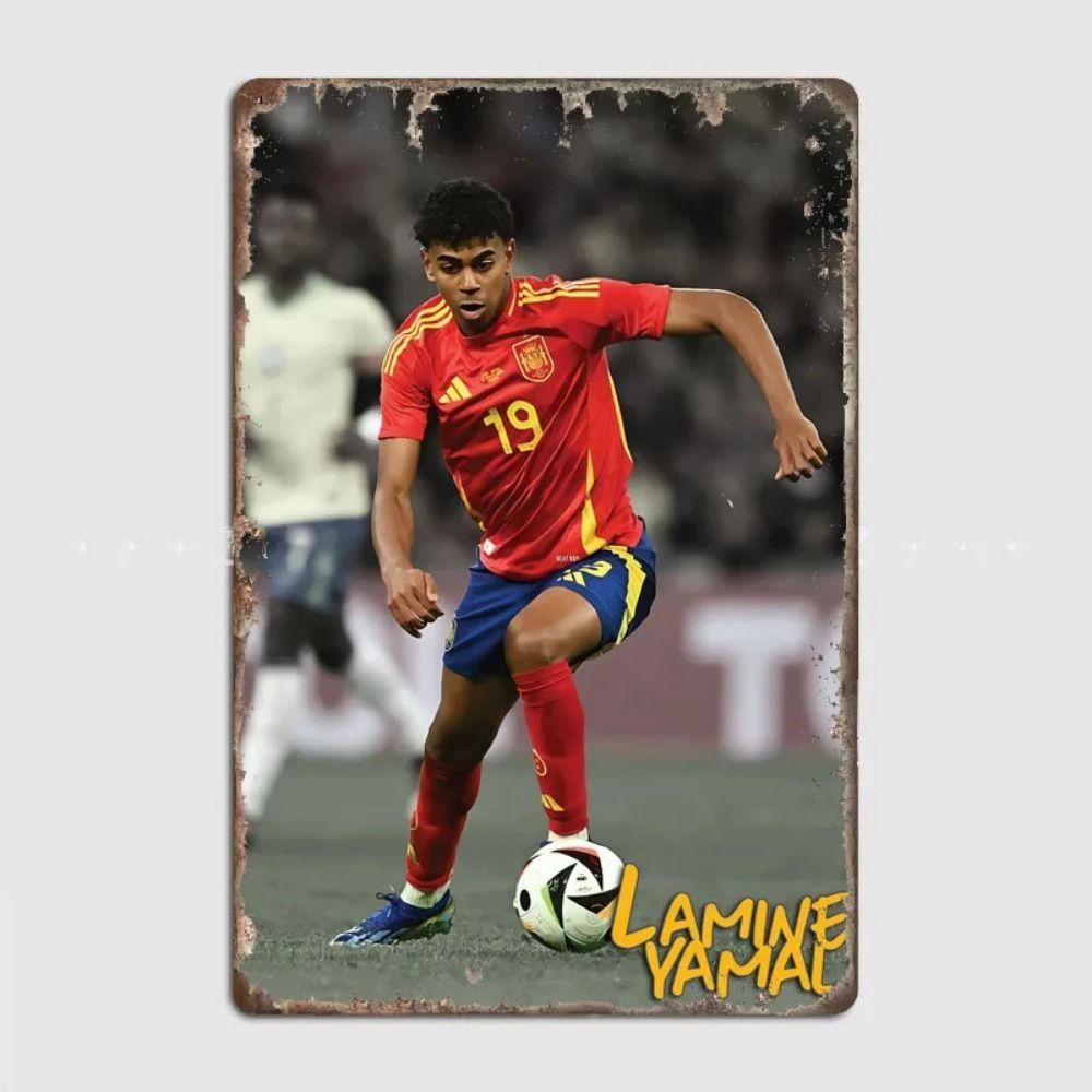 Lamine Yamal Retro Metal Poster Minimalist Club Home Wall Decor