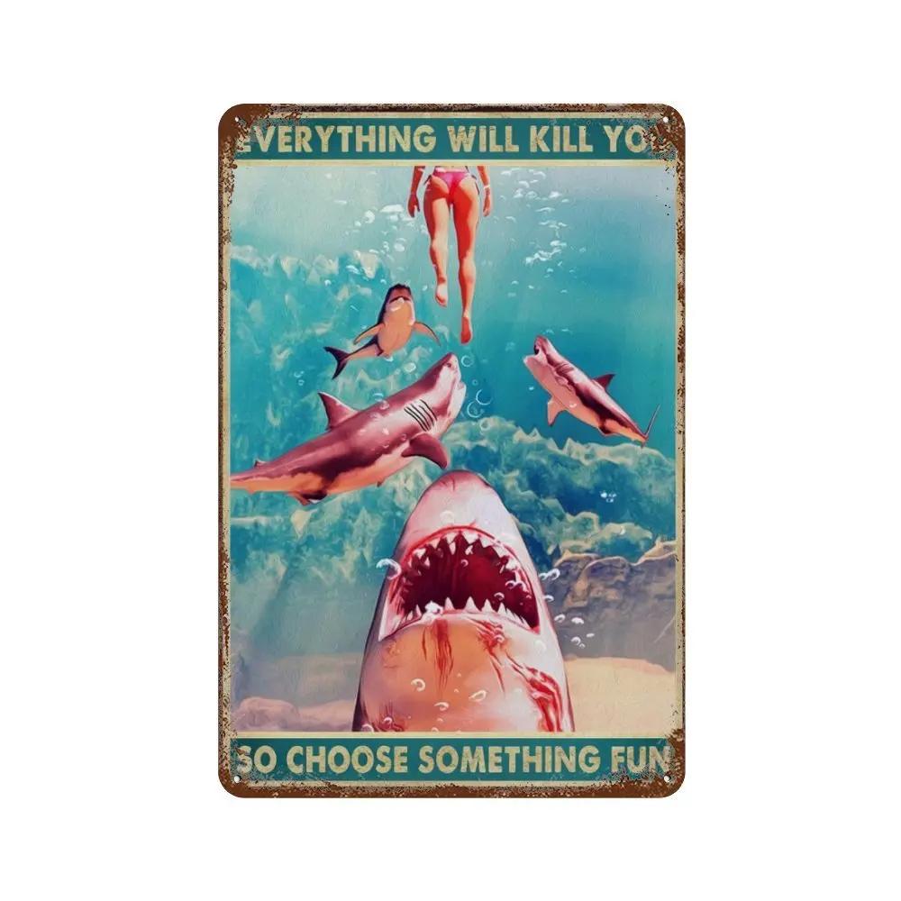 Fishing Metal Tin Sign Fishing Sign Vintage Metal Plate for Wall Poster Farm Art Decoration Stickers Plaques 8X12 Inch