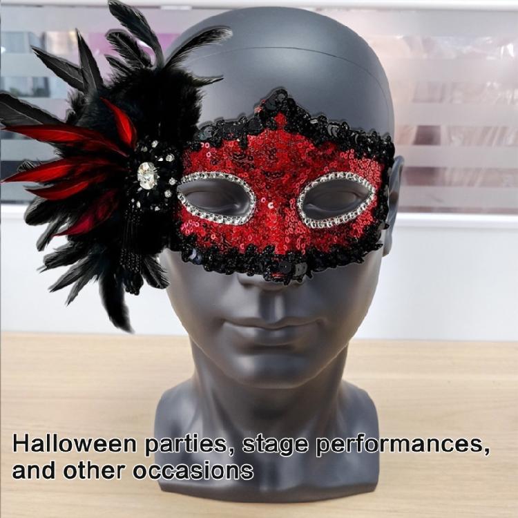 Masquerade Mask Half Face Mask Rhinestones Mask Party Mask Feather Mask Halloween Mask Evening Proms Mask