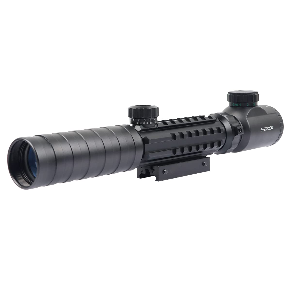 

3-9x32EG Triple Rail Riflescope, Mil-dot, Variable Magnification, Compatible with 20mm Rails, Airsoft Sight
