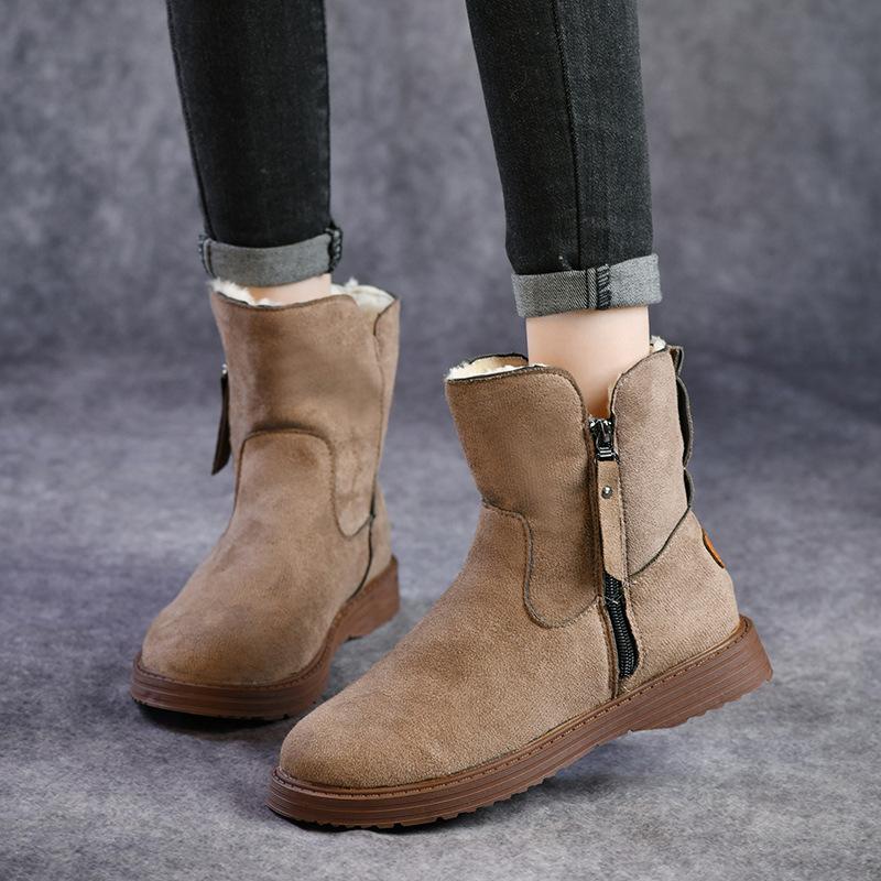 Fashion European and American Frosted Snow Boots Women's 2024 New Winter Anti Slip and Warm Women's Short Cotton Boots Zapatos De Mujer