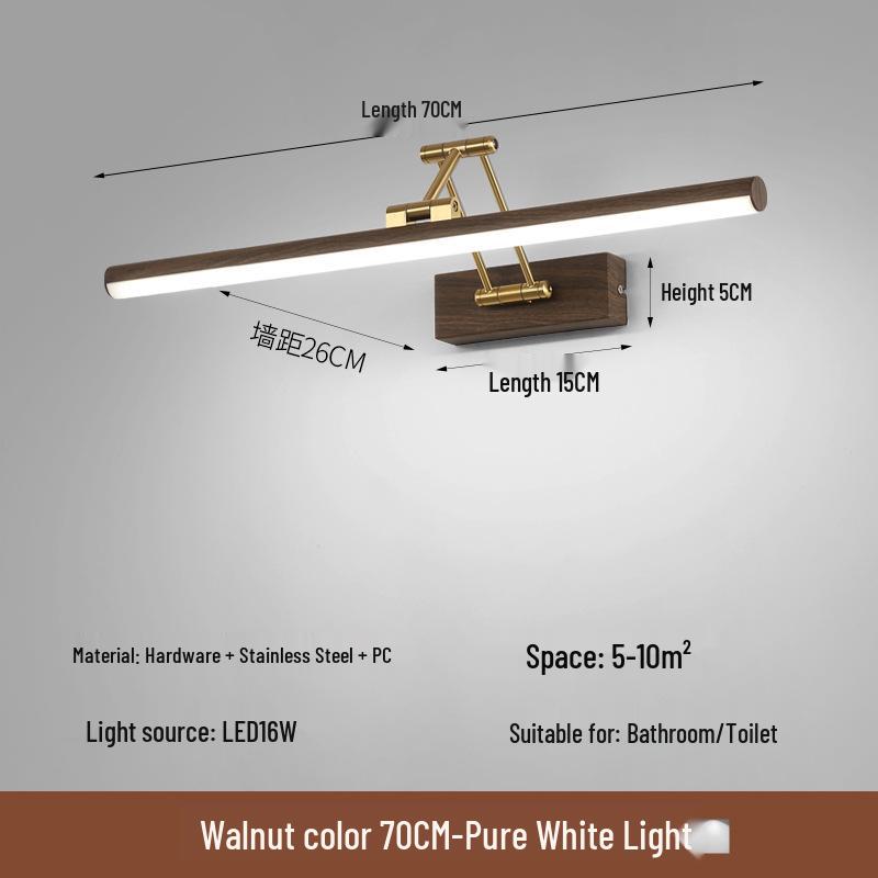 Nordic Minimalist LED Vanity Light: Punch-Free Bathroom Mirror Cabinet with Tricolor Makeup Lighting.