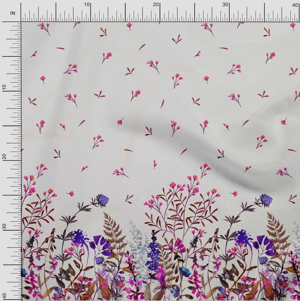 oneOone Cotton Flex Fabric Leaves & Flower Panel Print Sewing Fabric BTY 40 Inch