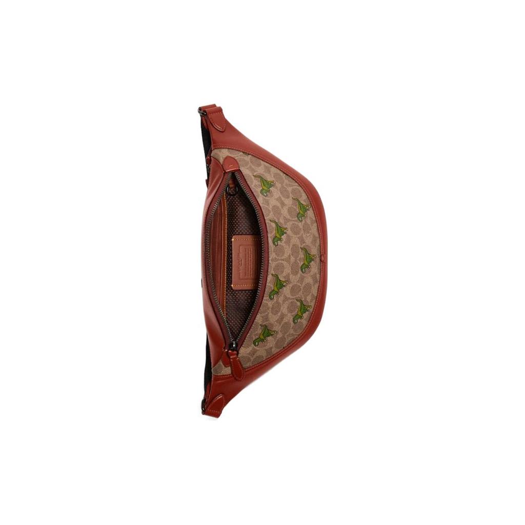 New COACH League With Cow Leather Shoulder Bag, Crossbody Bag, Sling Bag, Fanny Pack Large Men's Brown Yellow & Rusty Red CF078-NU3