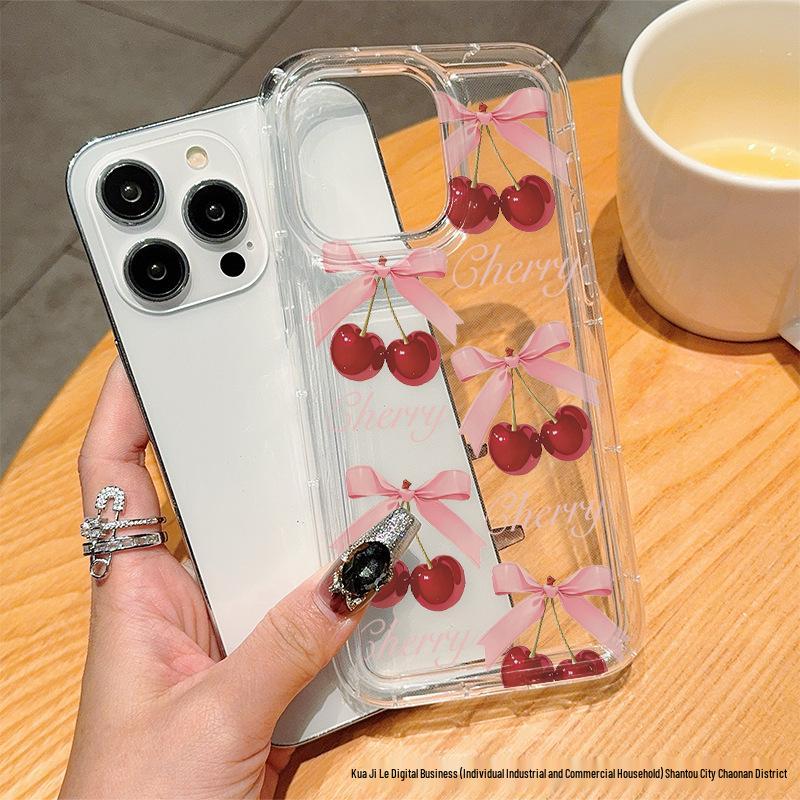 Pink Bow Cherry iPhone Case for iPhone 17/16/15 Pro Max & 11/12/13/14