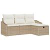 Sofa Set with Cushions and Storage 4 Pcs Beige Poly Rattan