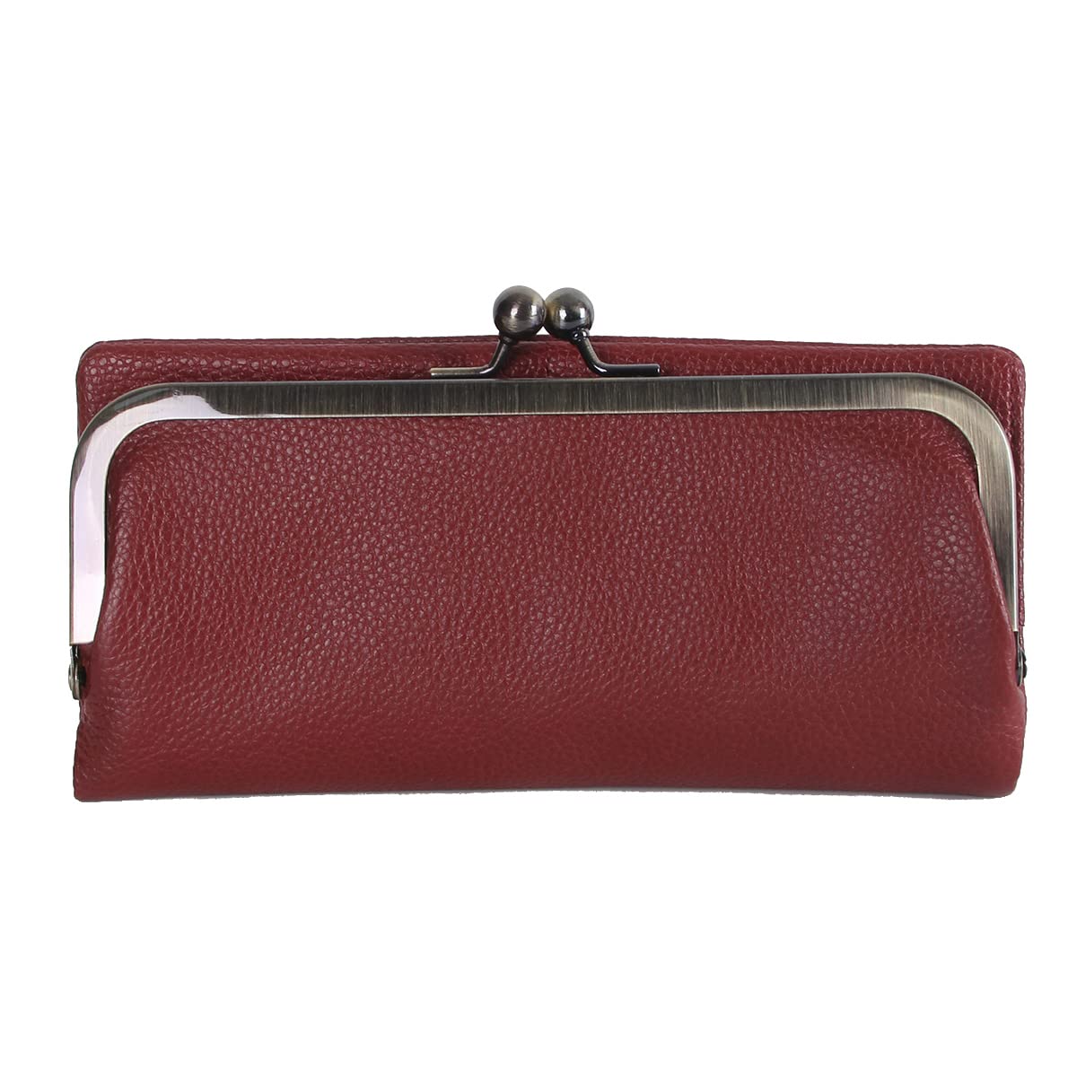 

Длинный кошелек Lizdays с застежкой, натуральная тонкая женская застежка, кожа, (Красное вино)
