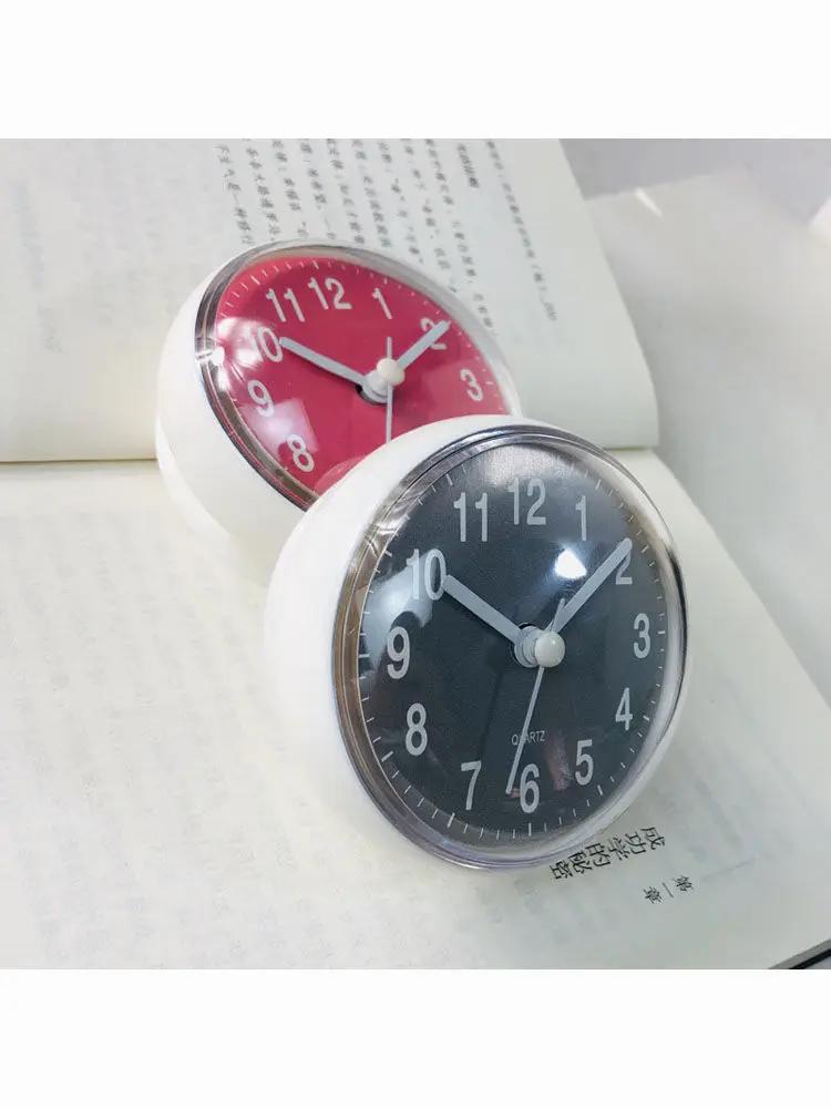 Shower Anti Fog Waterproof Mini Small Table Decoration Kitchen Living Bathroom Room Wall Clock Toilet Round Quartz Sucker 7cm