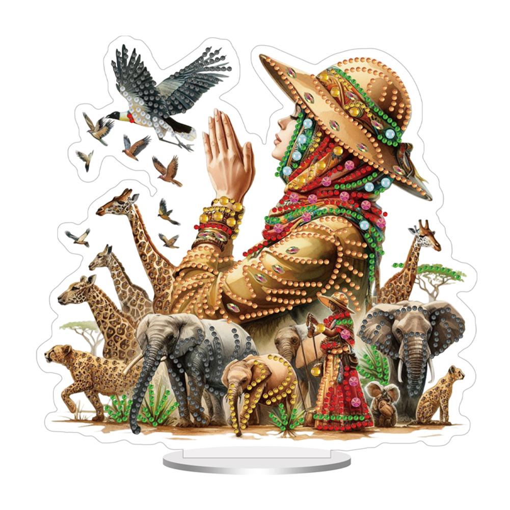 Acrylic Special Shape Piano Rabbit Table Top Diamond Painting Ornament Kits Rhinestones Desktop Ornaments for Home Office Decor