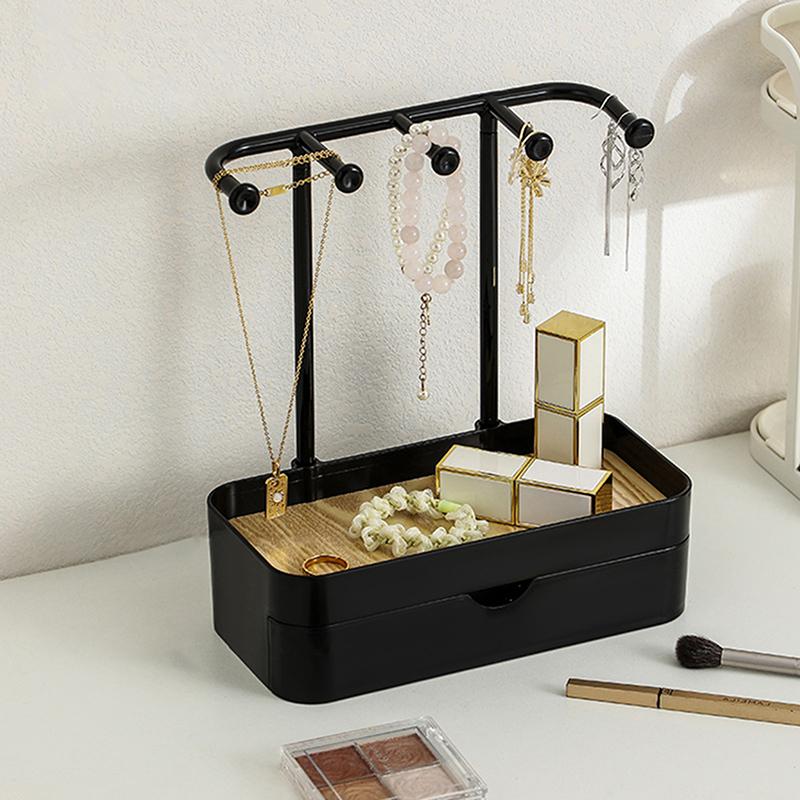 Modeschmuck-Organizer Hängende Anzeige Für Ohrringe Halsketten Schmuckaufbewahrungsregal Mit Holzsockel Armband Ringhalter
