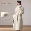 Fox Fur Collar Wool-Blend Trench Coat