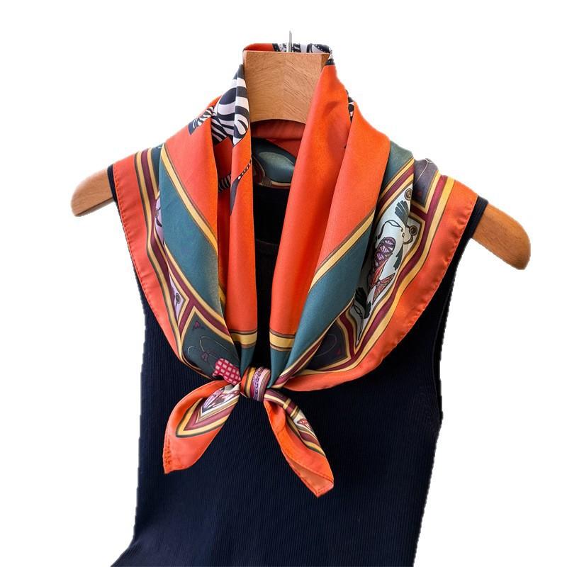 European and American Zebra Printing Simulation Silk Square Scarf Shawl Versatile High-end Neck Small Square Scarf Headscarf Silk Scarf Women