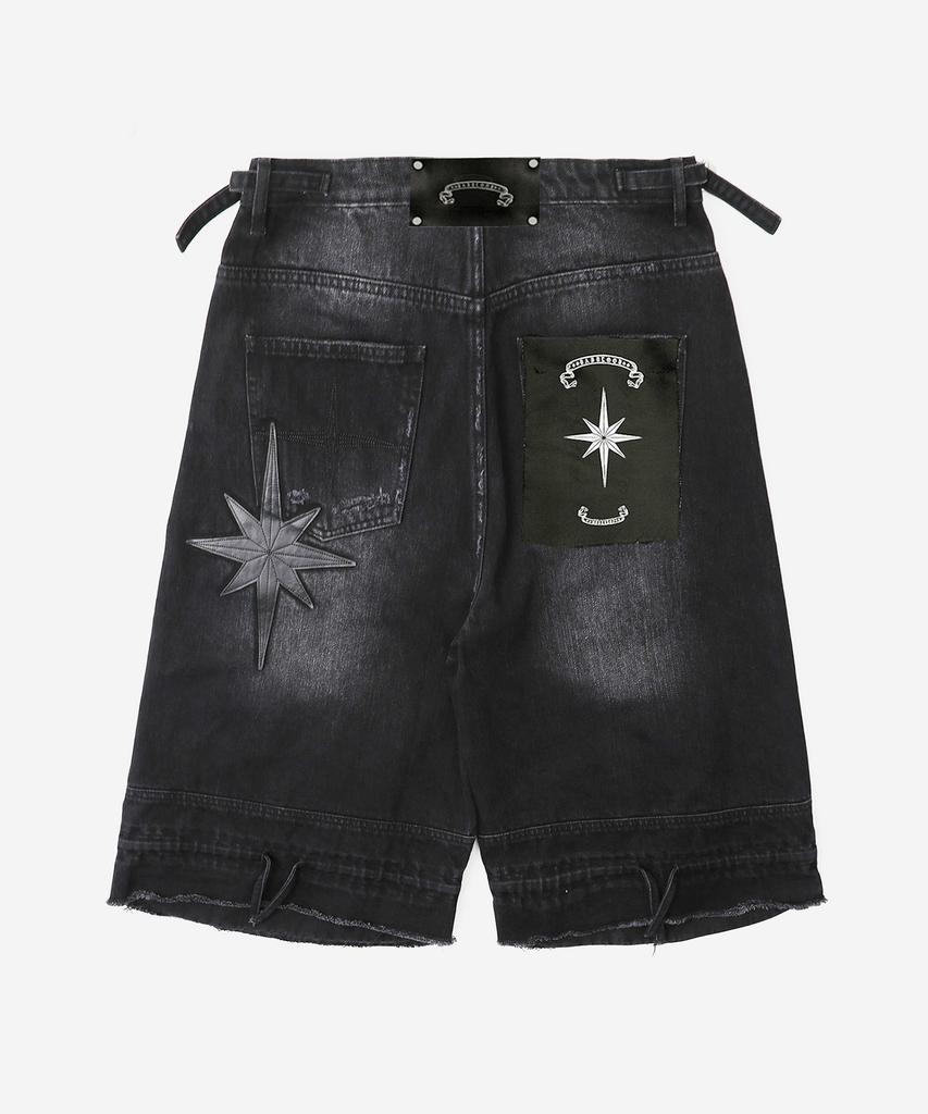 BADBLOOD Convex Denim Long Bermuda Shorts - Black