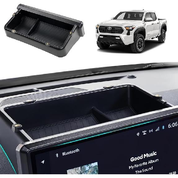 Dashboard Storage Box Compatible With Tacoma 2024-2025 Accessories,8-Inch Behind Screen Organizer Screen Back Tray Storage Box With Anti-Slid Pad
