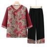 Grandma's Summer Seven-Sleeve Chinese Suit: Traditional Two-Piece Women's Set