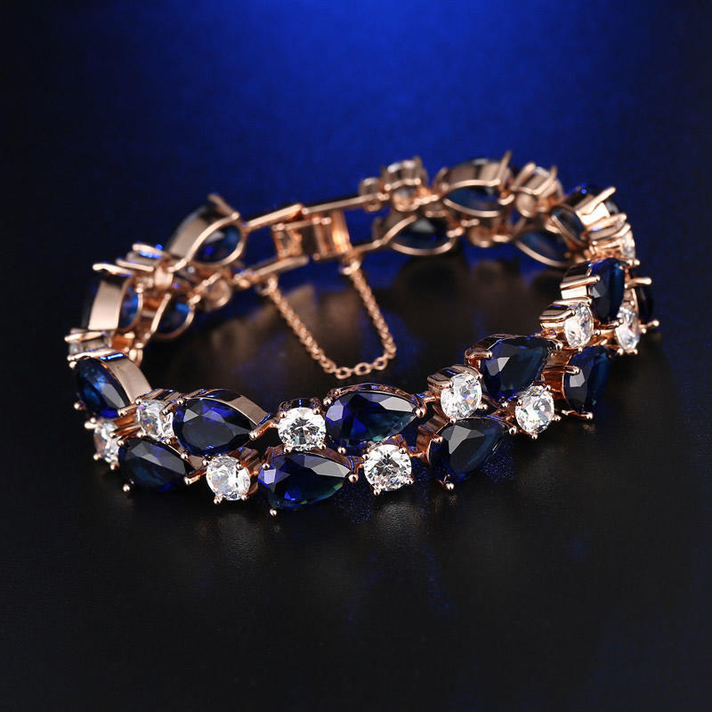 Women Rhinestone Teardrop Bracelet Bangle Party Jewelry Accessories