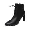 Fashion Naked Boots Winter New Pointed Toe Front Lace-Up Side Zipper Anti-Slip Wear-Resistant High Heels