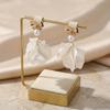 1Pair of Elegant White Lady Flower Earrings, Stylish and Versatile Design, Bow Earrings