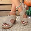Fashion Summer Solid High Heel Sandals for Women Comfortable Square-Heeled Woman Sandals Adjustable Strap Casual Woman Sandalias