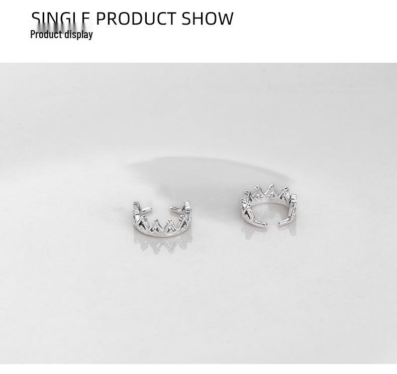 Banyan Tree S925 Silver Crown Ear Clip - No Piercing, Trendy Cold French Style for Women