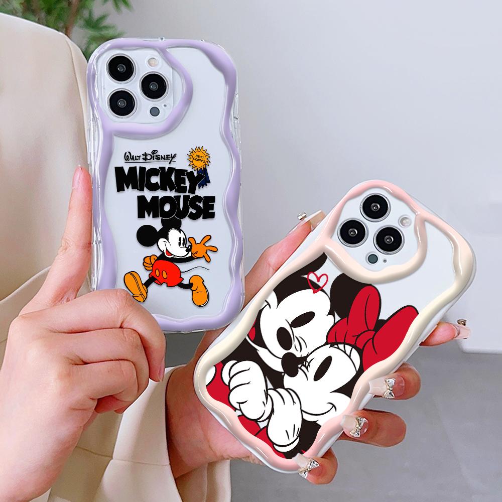 

Мягкий силиконовый чехол с рисунком Микки и Минни Маус, кремовый текстурированный корпус с волнистыми краями, чехол для телефона для Xiaomi Redmi