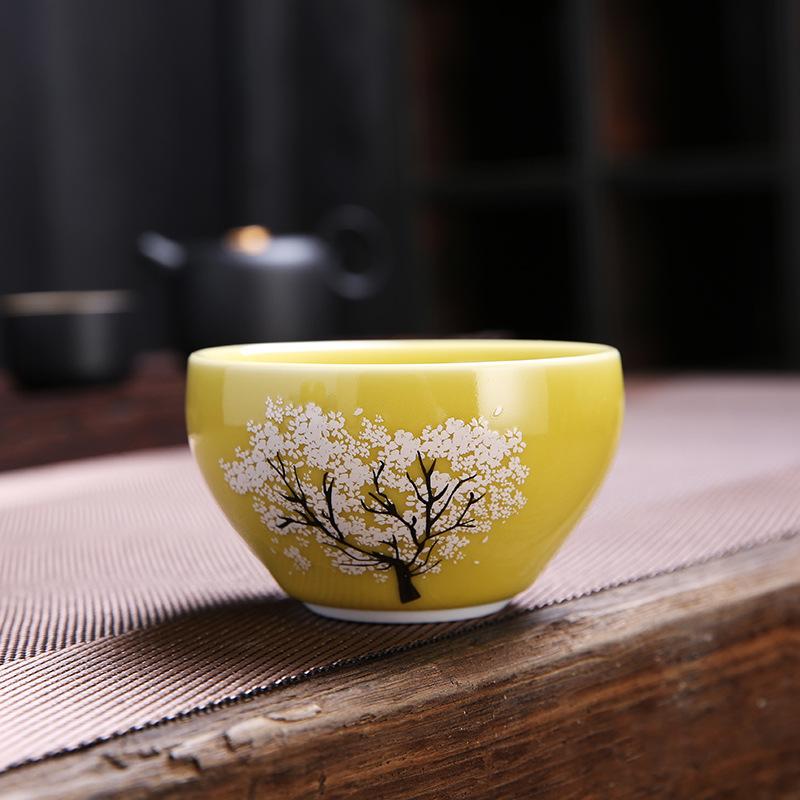 NEW TikTok Same Style -Changing Camellia Kung Fu Tea Set Tasting Glaze Color Ge Kiln Master Cup Female Factory Wholesal
