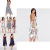 Fashion Summer Womens Sleeveless Vneck Dress With Irregular Printing And Strap Details