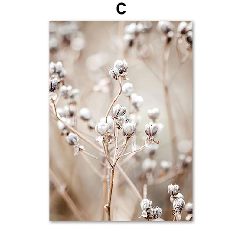 Tropical Plant Leaves Wall Art Canvas Paintings Rabbit Tails Grass and Flowers Posters and Prints Scandinavian Room Decoration