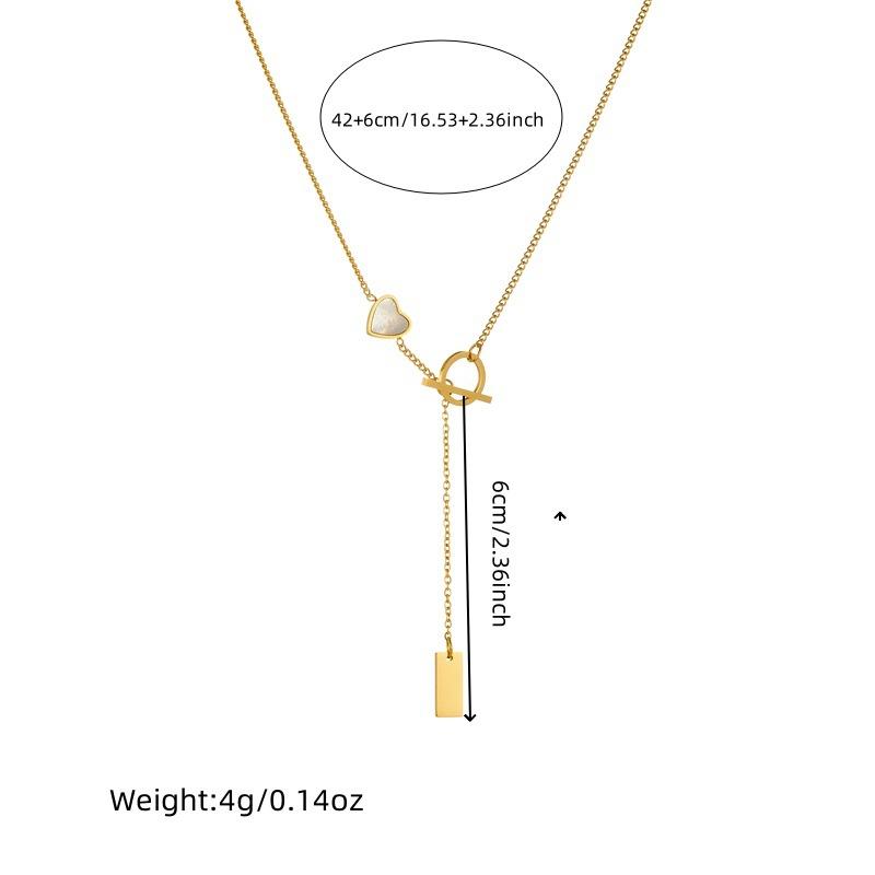 Gold Plated Stainless Steel Heart Shell Ot Toggle Pendant Necklace for Women