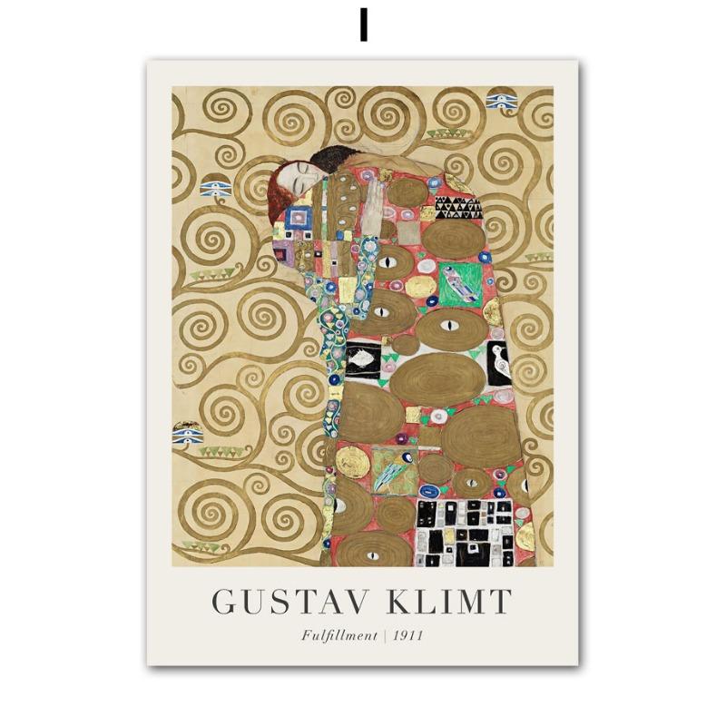 Klasyczny Gustav Klimt Abstrakcyjna Figura Dzieło Sztuki Pocałunek Drzewo Życia Plakat Malarstwo na Płótnie i Druki Obrazy Ścienne Dekoracja Domu Prezenty
