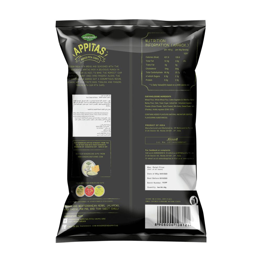 Пита-чипсы со Сметаной и Луком (60 г), Sour Cream And Onion Pita Chips,  Wingreens Farms