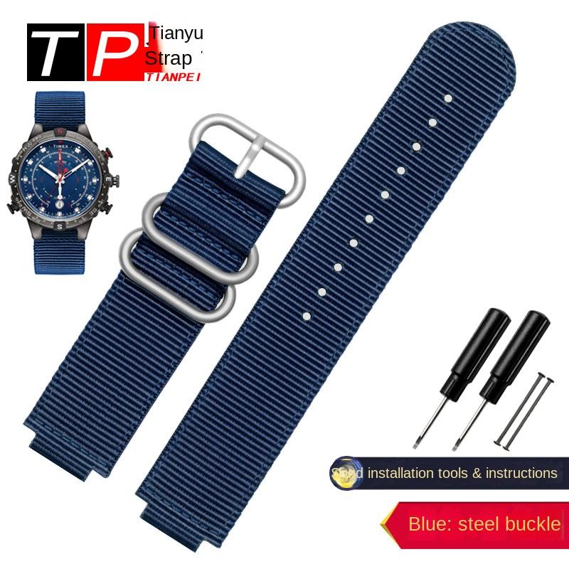 For TIMEX Tidal T2N721 T2N720 T2n739 TW2T76500 TW2T76300 TW2T76500 Canvas Watch Strap Black Army green Blue  Nylon Watchband 16m