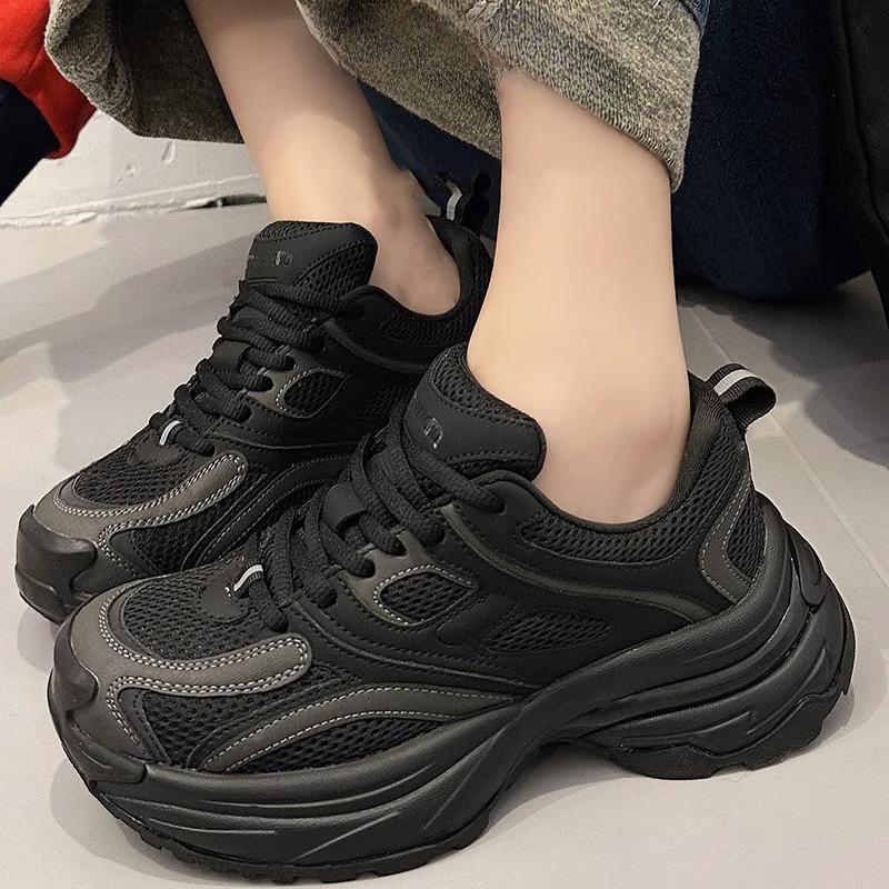 Leather Dad Shoes Women's Shoes Spring and Summer New Versatile Thick Heightening Casual Shoes Sports Shoes Women's