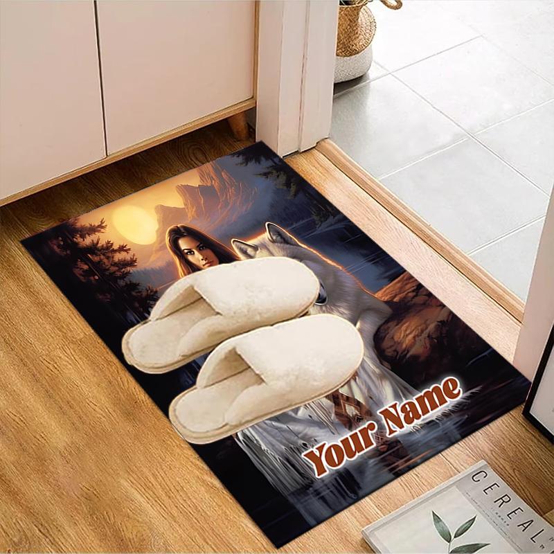 1PC Custom Name Native Spirit Connection Theme Floor Mat Ideal for Living Room, Game Rooms, Office, Bedroom,Floor Mat Playful Design113