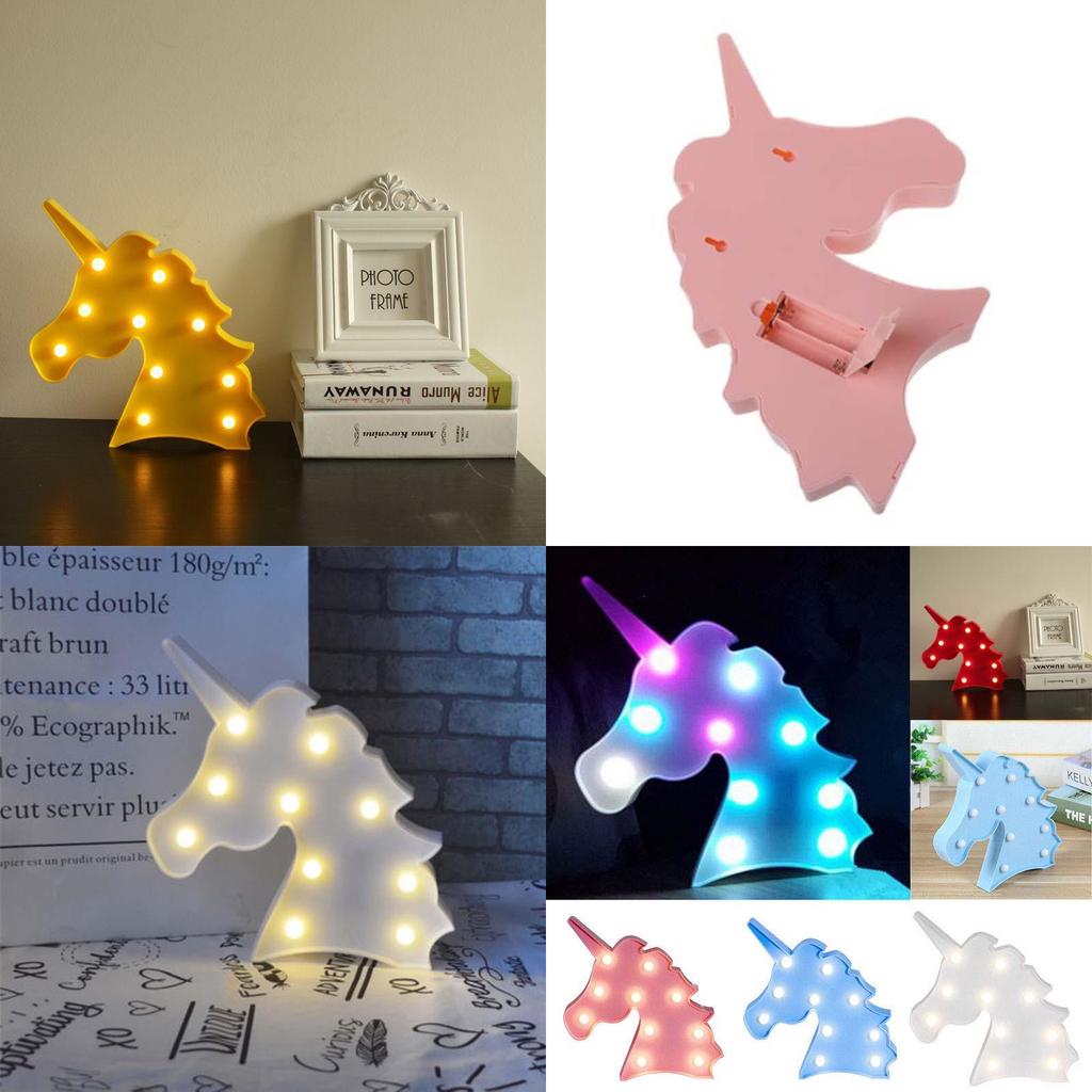 Enchanting Cute Unicorn Head Led Table Lamp Night Light Great For Kids Bedroom Decor