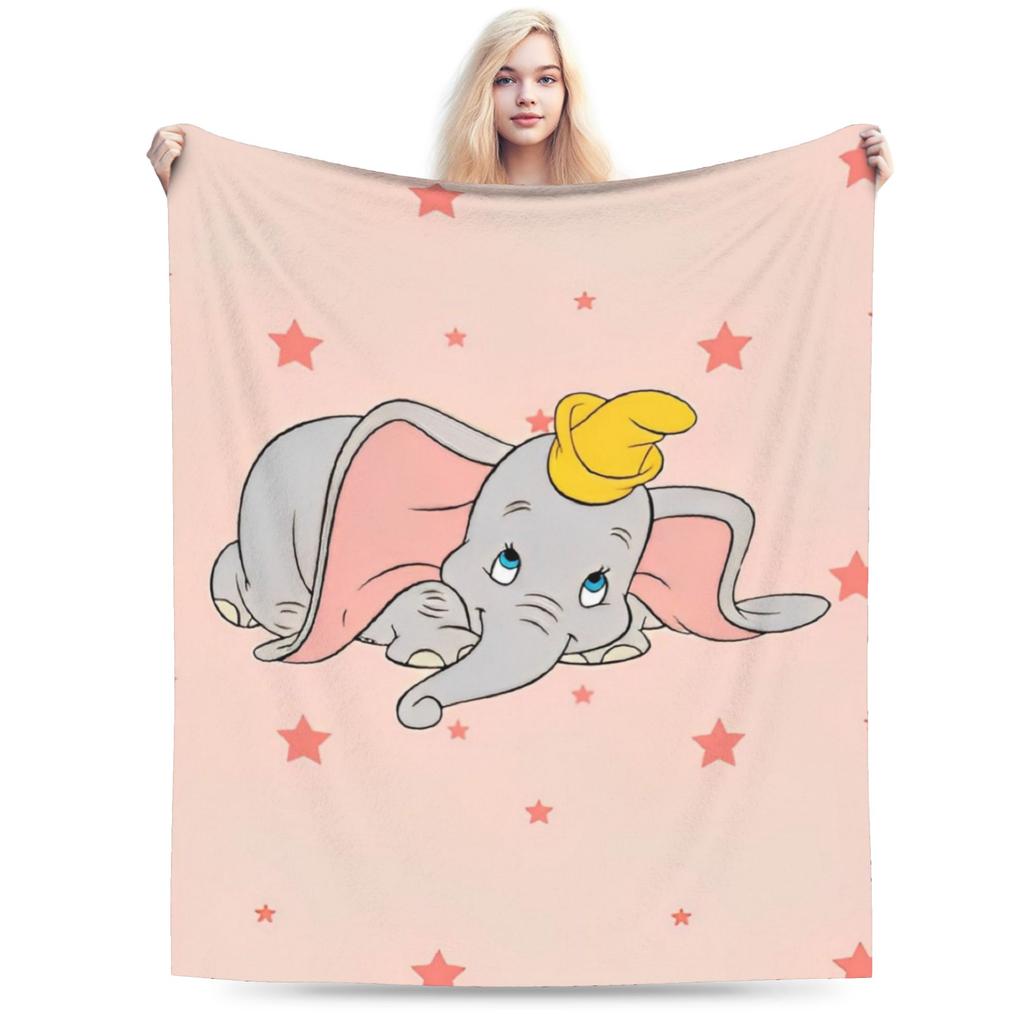 Dumbo Cartoon Blankets Velvet Spring Autumn The Flying Elephant Portable Warm Throw Blanket for Sofa Travel Plush Thin Quilt