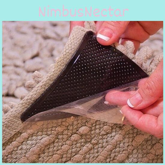 Ruggies Triangle Shape Carpet Anti-slip Patches 4+4 Double-sided Adhesive